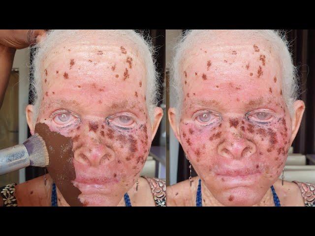 MUST WATCH UNBELIEVABLE  A BLIND GRANDMA MAKEUP AND GELE TRANSFORMATION MAKEUP TUTORIAL