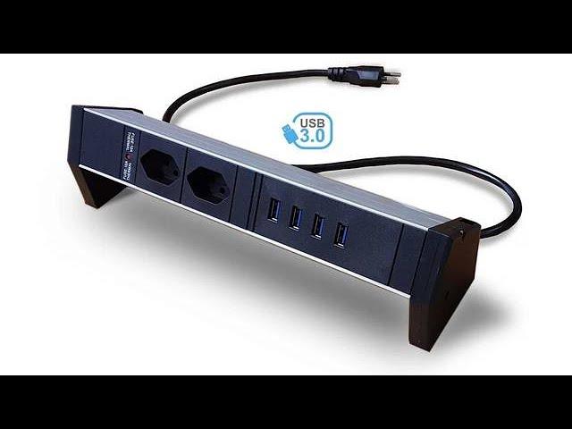 Schneikel Electronics GmbH - Deskline USB 3.0 Hub Power strip | 2 x T13 | 4 x USB 3.0 | insert black