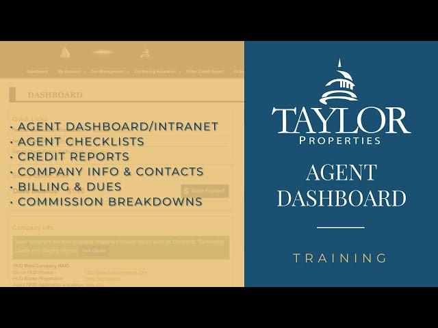 Agent Dashboard (Intranet) Training