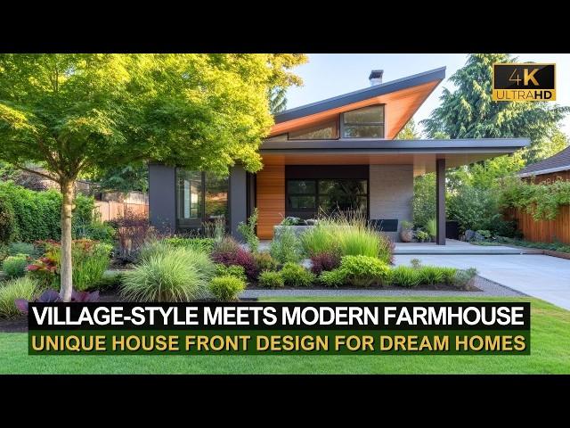 Village-Style Meets Modern Farmhouse | Unique Eco-Friendly House Front Design for Dream Homes