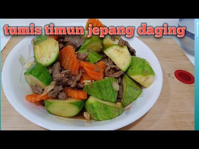 simple Resep timun jepang daging ||   healthy stir fried meat  with zucchini