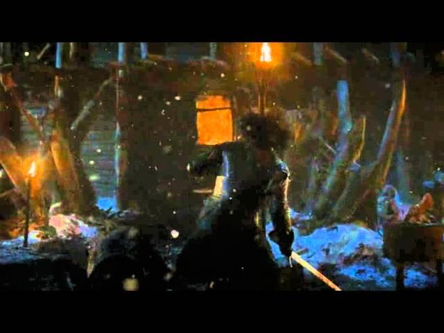 Bran wargs into Hodor and kills Locke -(GoT S4E5)