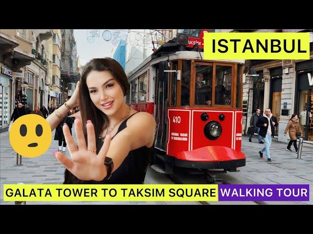 GALATA TOWER - ISTIKLAL STREET  ISTANBUL - TAKSIM SQUARE - WALKING TOUR - ISTANBUL TURKEY 2023