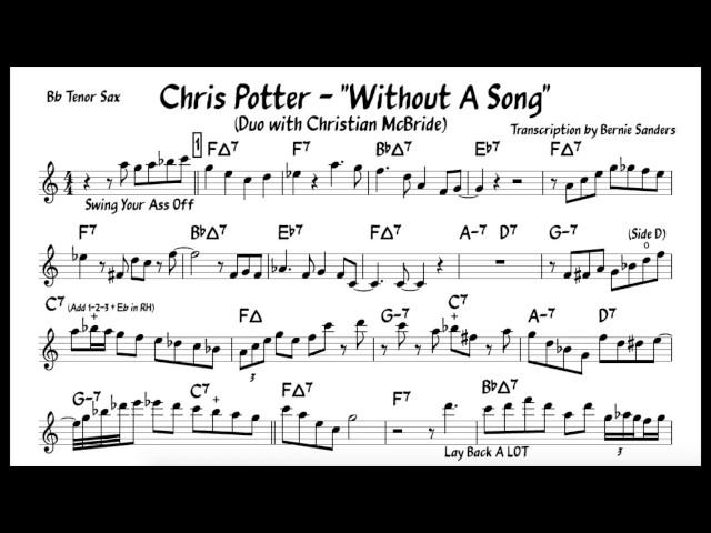 Chris Potter's Tenor Solo on "Without A Song" (Transcription) | bernie's bootlegs