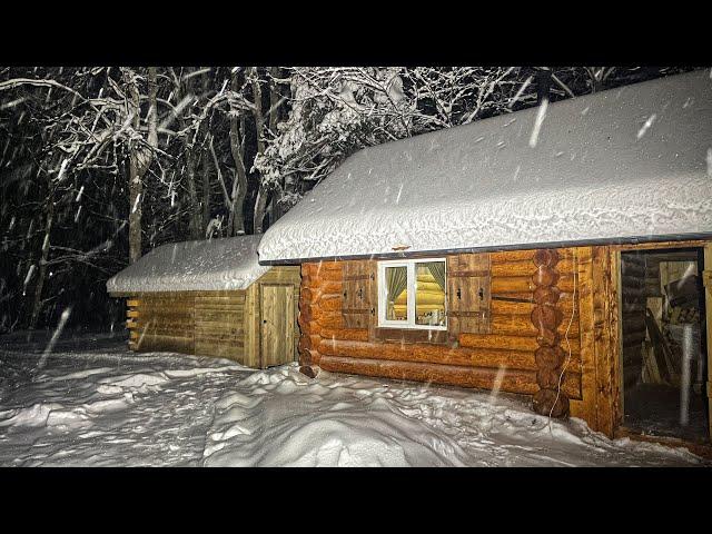 WE WAITED OUT THE BLIZZARD IN A LOG CABIN. Hot mulled wine warms. Cozy evening with MY GIRL