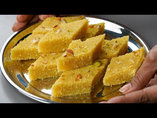 I Combined Custard Powder With Suji & Make This Delicious Barfi Recipe | Suji Custard Halwa Recipe