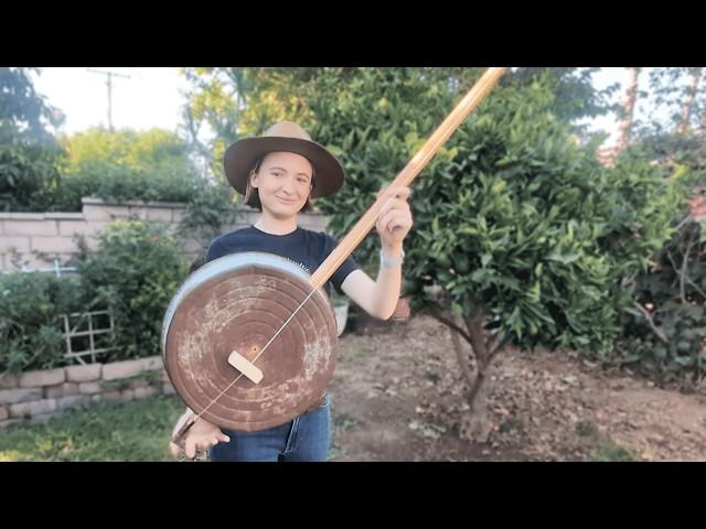 Homemade one-string washtub banjo bass!