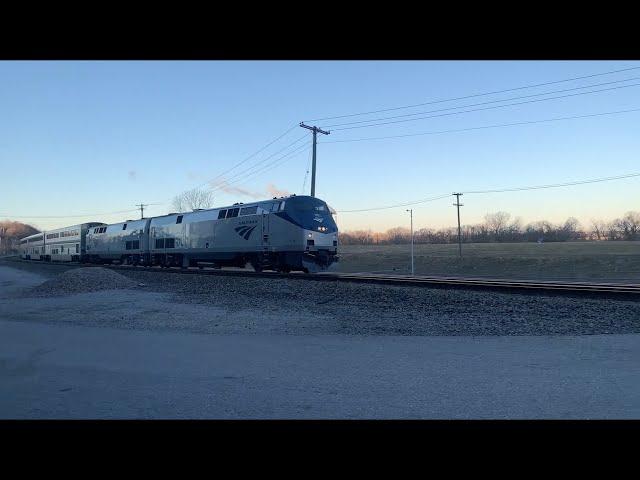 Two Fast Amtrak Trains! Southwest Chief + Missouri River Runner w/ Loud WCH E-Bells