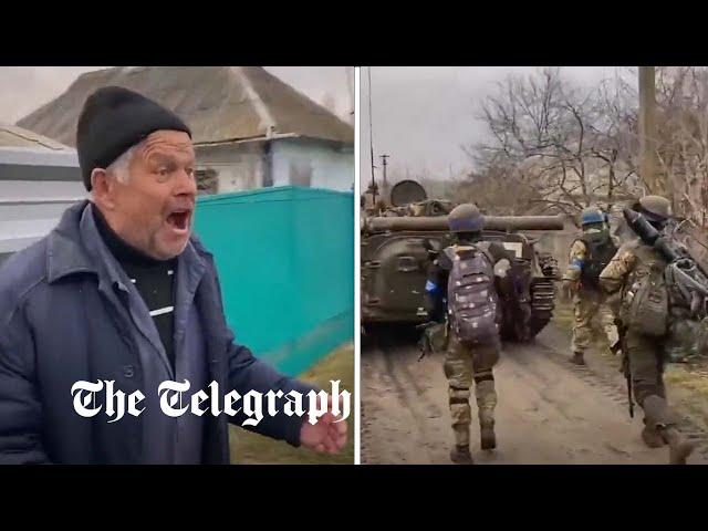 'We were waiting for you': Ukrainian soldiers welcomed as they retake village in Chernihiv region