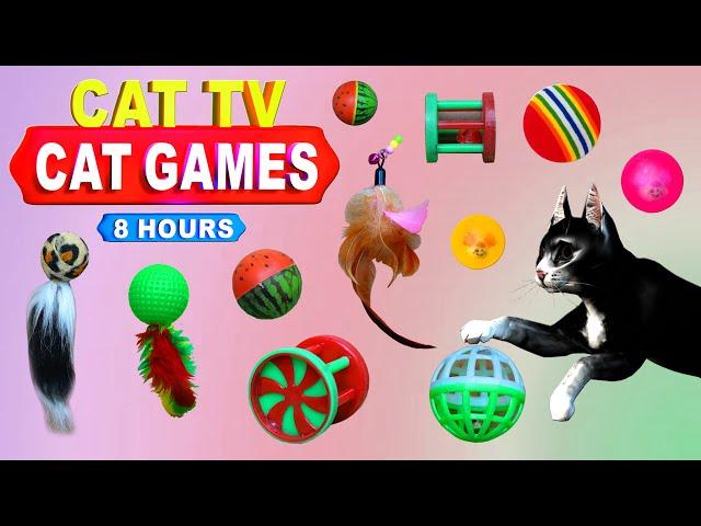 GAME FOR CATS | ULTIMATE CAT TOY COMPILATION FOR CATS TO WATCH | CAT TV 4K 8 HOURS