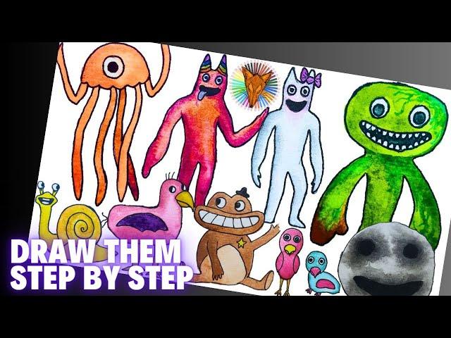 Look how to draw the monsters of the Garten of Banban game in this step-by-step video tutorial