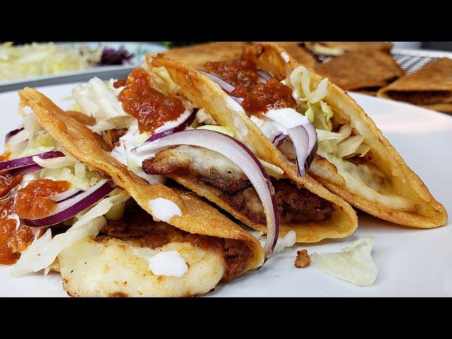 CRISPY TACOS | Chorizo Bean and Cheese Tacos Dorados | Chorizo Refried Beans Recipe