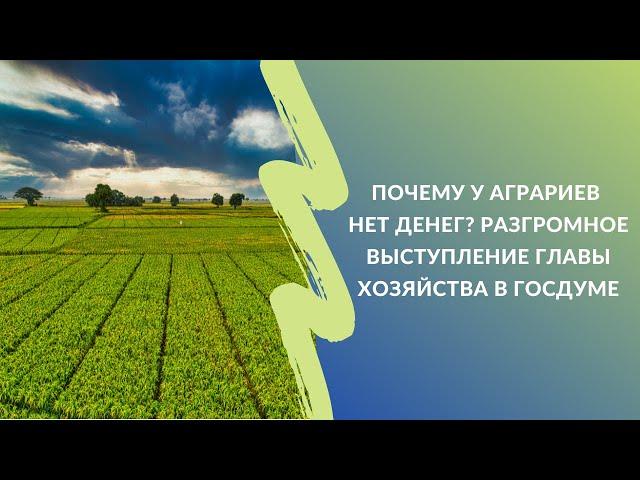 Почему у аграриев нет денег? | Разгромное выступление главы хозяйства в Госдуме