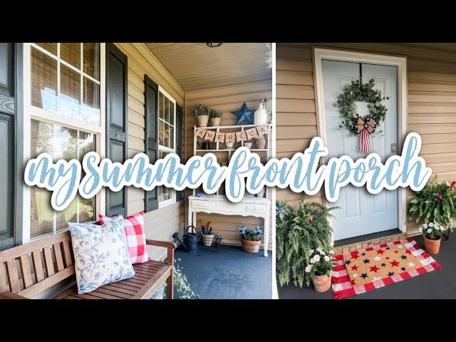 MY SUMMER FRONT PORCH 2024 // FRONT PORCH DECOR IDEAS FOR SUMMER 2024 // 2024 SUMMER DECOR IDEAS