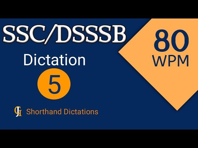 English shorthand dictation | SSC Steno Dictation | DSSSB dictation | 80 wpm