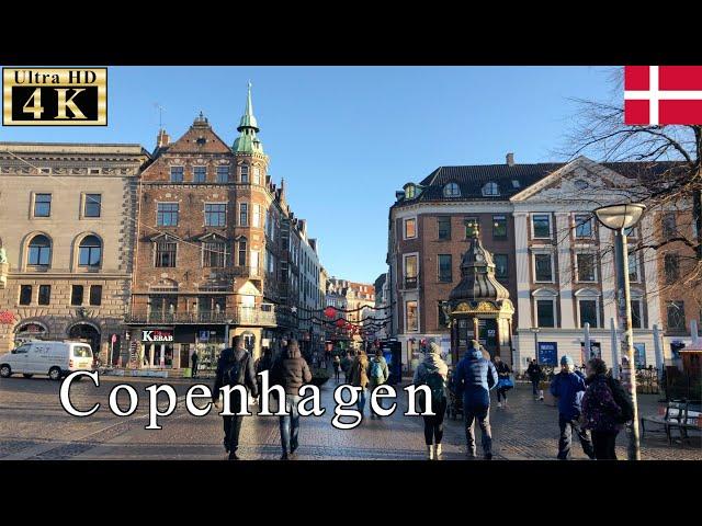 Copenhagen Winter Walk - City Hall Square -【4K 60fps】