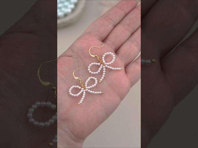 Cute Pearl Bow Earrings Tutorial | Easy Wire Wrap Jewelry Making for Beginners | DIY Beaded Earrings