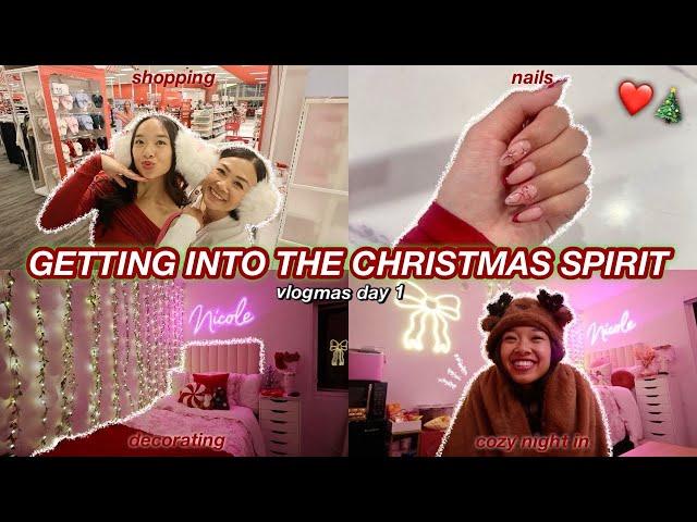 GETTING INTO THE CHRISTMAS SPIRIT *nails, shopping, decorating, & cozy night in* | Vlogmas Day 1