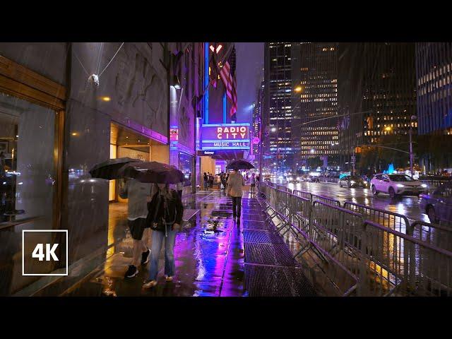 NEW YORK Walking in the Rain in Manhattan, NYC (Binaural City Sounds) 4k Rain Ambience