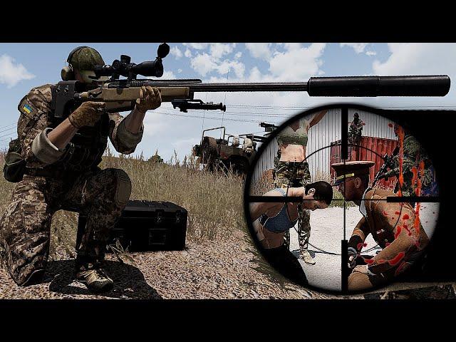 Ukrainian sniper rescues female soldiers, killed Russian extremist battalion. - ARMA 3