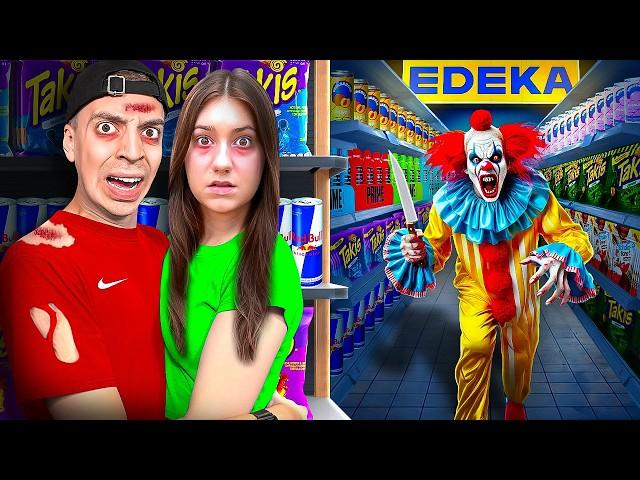 Eine NACHT HEIMLICH im EDEKA übernachten!  (Horror Clown kommt..)