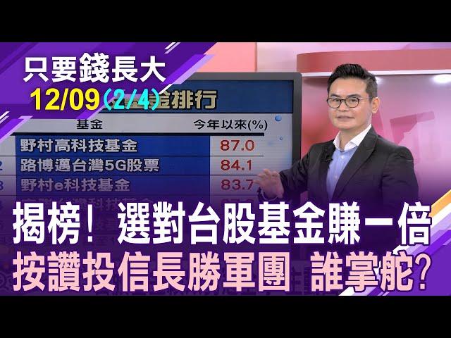 台股2023出頭 擊敗全球基金?日盛4檔基金霸榜 與主流股心連心?投信團隊操盤勝率大!【20231209(第2/4段)只要錢長大*鄭明娟(馮志源)】