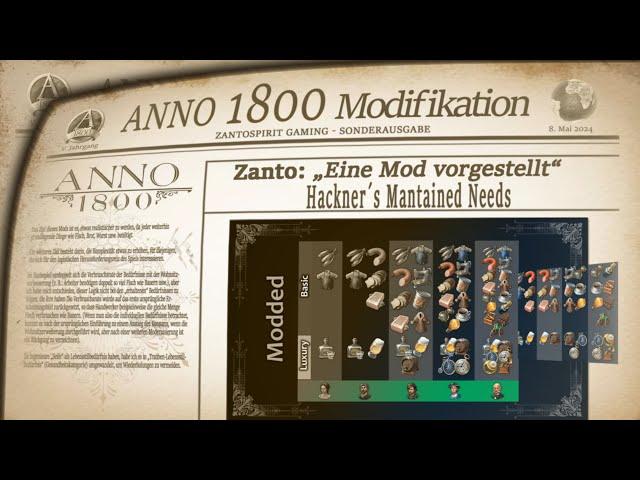 Anno 1800 Eine Mod vorgestellt! / Hackner's Mantained Needs / Timeline / Gameplay Deutsch