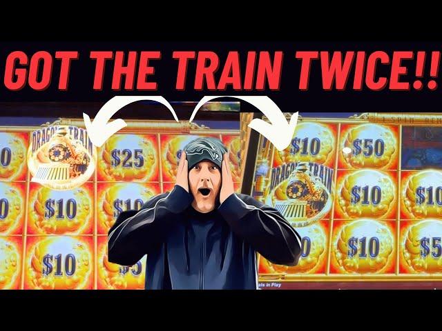 WE PLAYED ALL THE DRAGON TRAIN SLOT MACHINES AND GOT THE TRAIN TWICE FOR BIG WINS