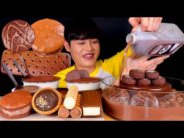 ASMR 달달구리 초콜릿 파뤼초콜릿 아이스크림 푸딩 티라미수 초코케이크 말아먹방~!Chocolate Party Choco Ice cream Dessert MuKBang!