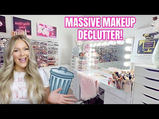 MASSIVE MAKEUP DECLUTTER & ORGANIZATION 2024  GETTING RID OF ALL MY MAKEUP | KELLY STRACK