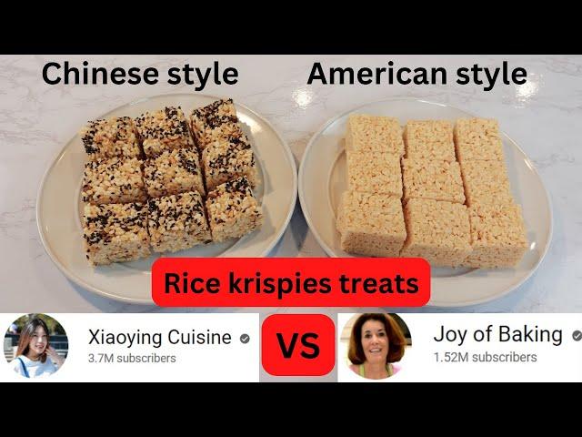 Chinese(Xiaoying cuisine) VS American(Joy of baking) rice Krispies treats 中国爆米香和美国爆米香哪个更好吃？小穎美食配方测试