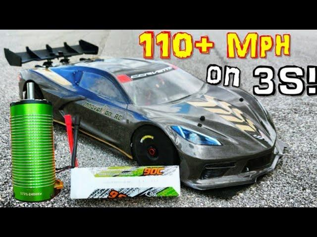 (ONLY 3S) 111 Mph! INSANE! 1721 2400kv SPEEDRUN MOTOR! Arrma Infraction V2GT C8