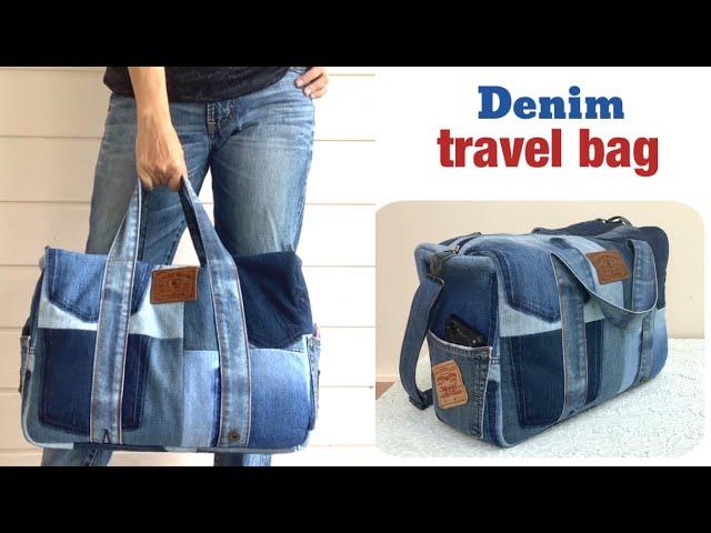 sewing diy a travel bags from scrap old jeans, old jeans reuse ideas, sewing diy a denim travel bags