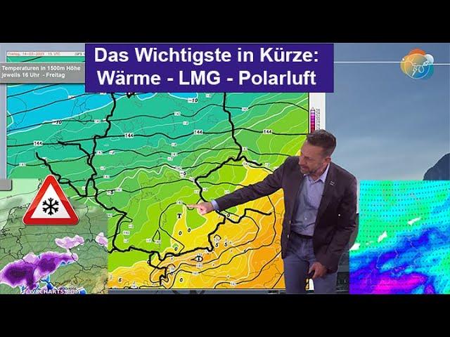 Das Wichtigste in Kürze: Wärme, Polarluft & Luftmassengrenze. Tendenz wechselhafter & Niederschlag.