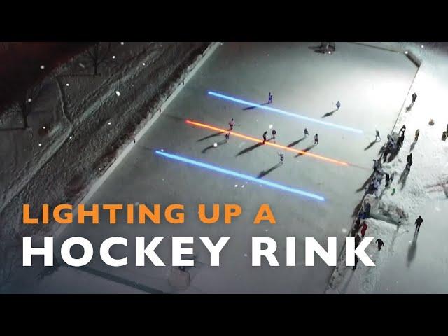 Using DIY LED Strip Lights To Light Up Ice At a Hockey Rink