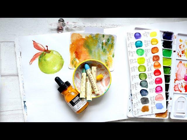 Watercolour & Oil Pastels Combo | Tutorial