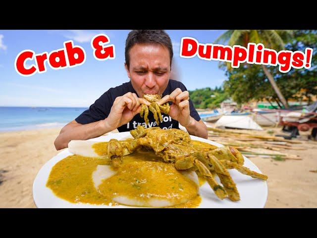 Crab and Dumplings!!  NATIONAL FOOD in Tobago Island + Breadfruit Roast & Dirt Oven!!