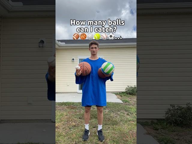 How many balls can I catch? #sports #trickshot #football #basketball #throw #catch #baseball