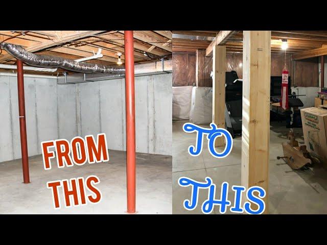 Easy method to cover up basement beams