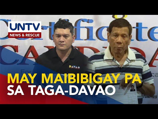 FPRRD at anak na si Baste, naghain na ng kandidatura bilang mayor at vice mayor ng Davao City