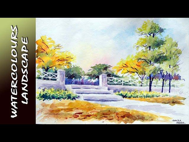 Landscape Painting | वॉटरकलर लैंडस्केप ट्यूटोरियल | Watercolor | Watercolour