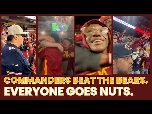 COMMANDERS BEAT THE BEARS.  EVERYONE GOES NUTS. (Epic fan reactions set to epic music)