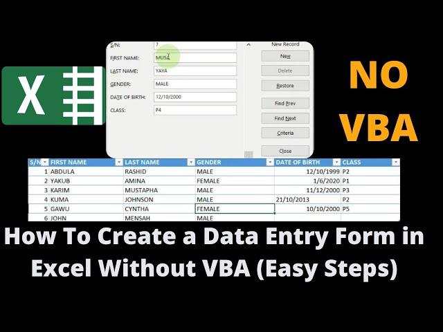 How To Create A Data Entry Form In Excel Without A VBA