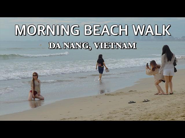 Early Morning Walk at My Khe Beach, Da Nang, Vietnam 4K Relaxing Nature Ambience Sounds ASMR