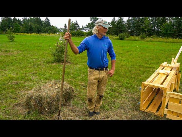 The Human Hay Baler! Jim Kovaleski Demonstrates His Custom + Manual Baler