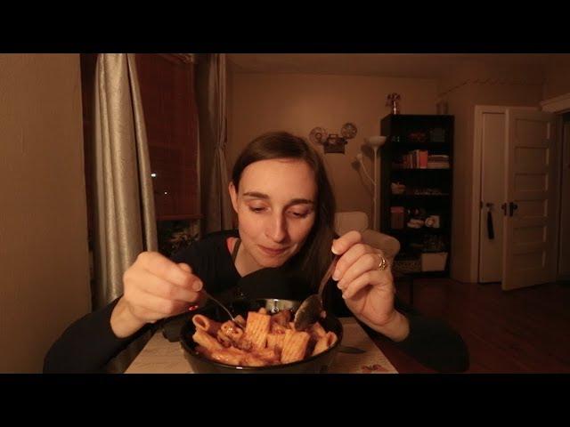 EATING Home Cooked PASTA! Gentle Eating Sounds + ASMR Whispering