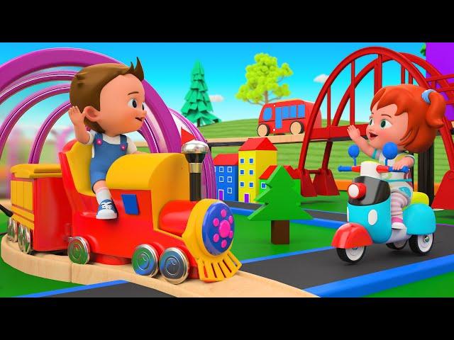 Little Babies Fun Play Wooden City Toys Set to Learning Street Vehicles Names | Kids Educational