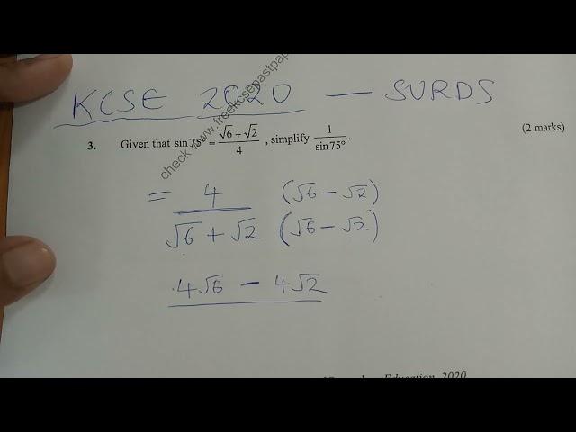 KCSE 2020 - SURDS