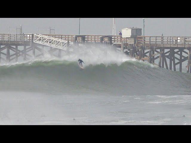 Surfers charge XL winter swell in Southern California! Pumping!