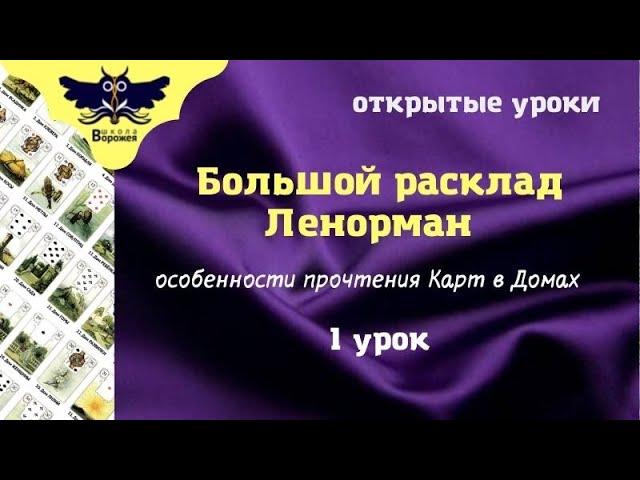 Большой расклад Ленорман обучение и практика 1 урок карты в домах